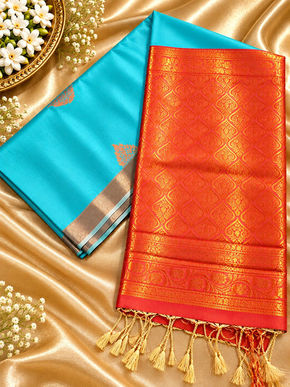 Banarasi Semi-Soft Silk Saree with gold zari motifs