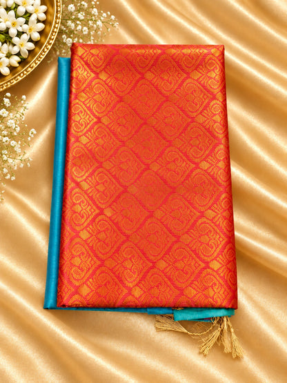 Banarasi Semi-Soft Silk Saree with gold zari motifs