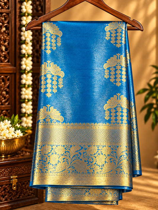 Traditional gold zari floral and decorative motifs