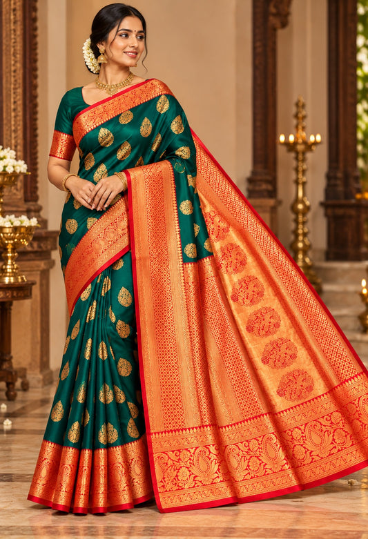 Banarasi Semi-Silk Saree with Gold Zari Work