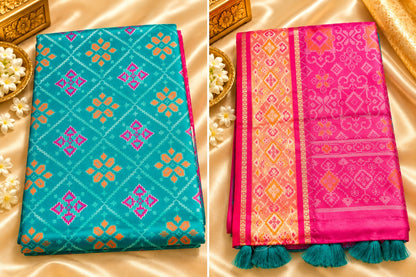 Pochampally Silk-blend Saree with lustrous finish