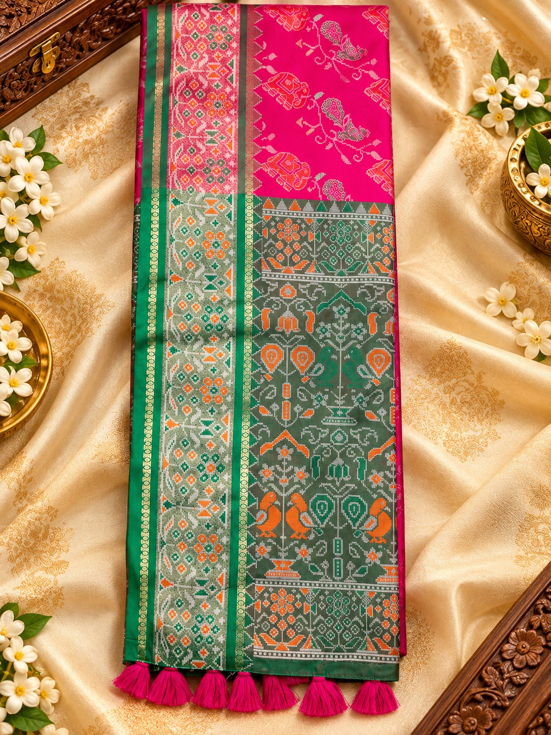 Pochampally Silk-blend Saree with lustrous finish