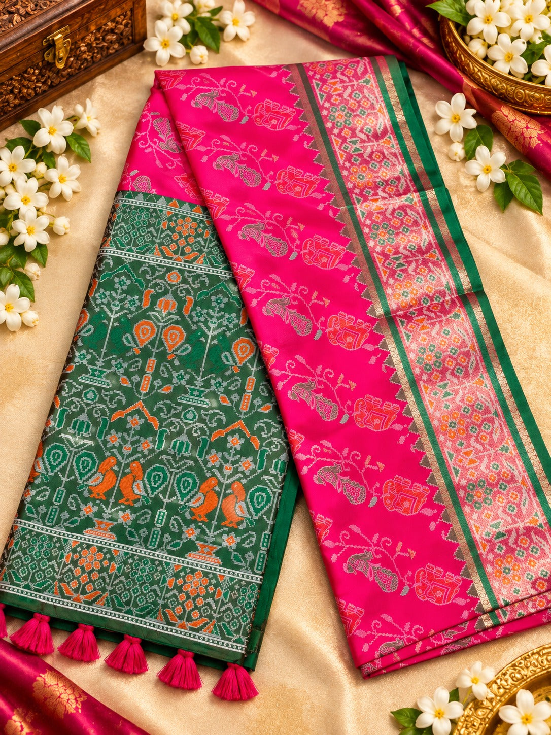 Pochampally Silk-blend Saree with lustrous finish